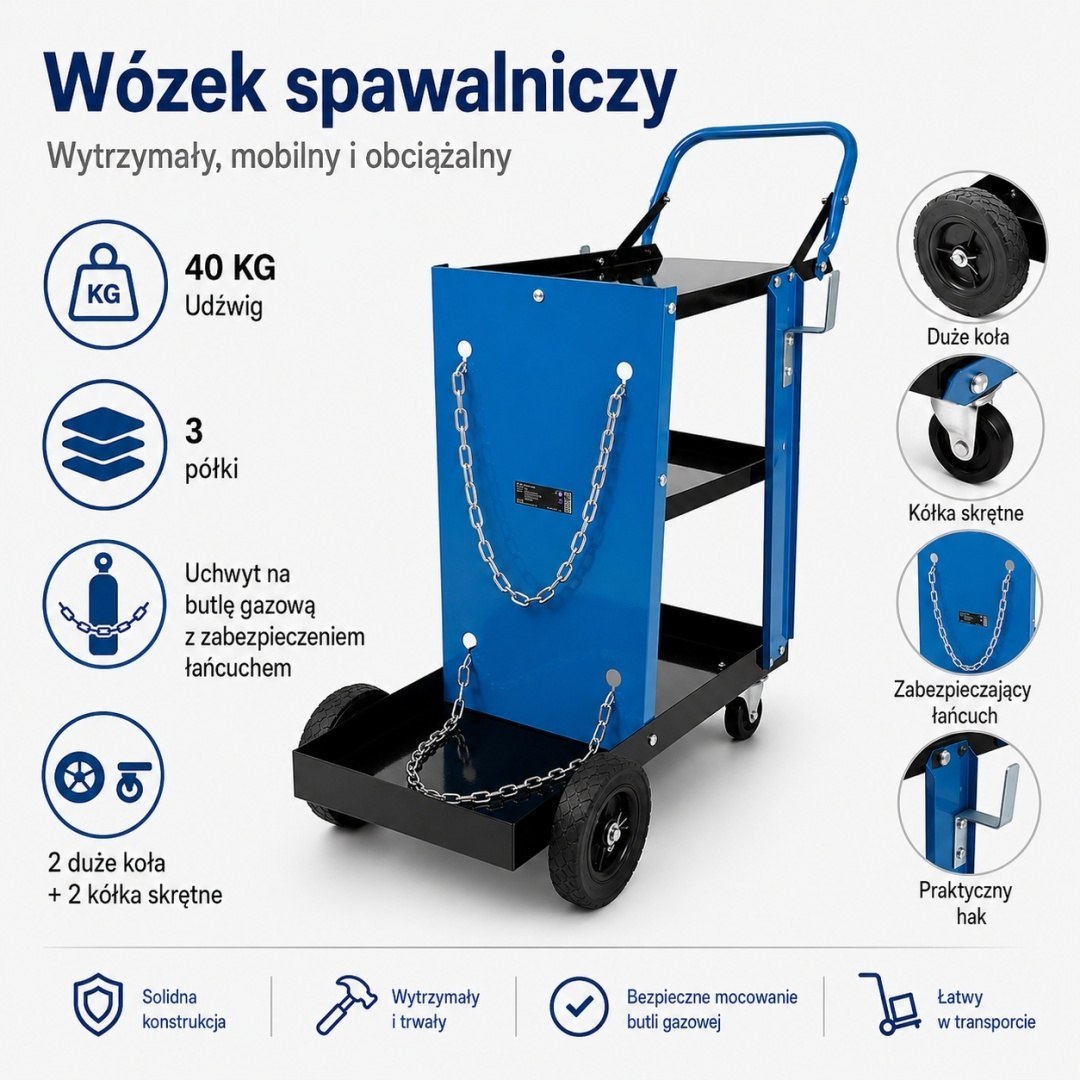 Svářecí Vozík BITUXX Na Svářečku Plynovou Láhev 40 kg Ocelový M20102